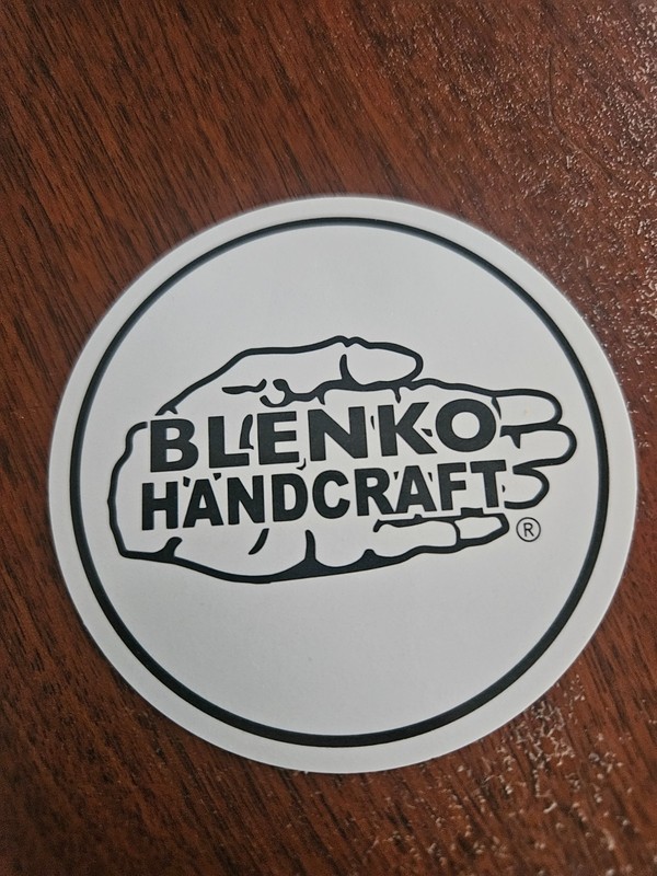 Sticker Blenko Handcraft - Round Sticker White Black - 3 Inches - Fast Shipping 