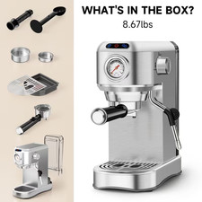 20 Bar Espresso Machine Compact with Milk Frother 304 stainless steel material