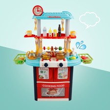 Plastic Tableware Kitchen Set With Sound, Light And Spray Function Kid Toy Blue