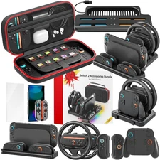 Switch 2 Starter Accessories Kit, Charging Dock  Storage Organization for Gri...