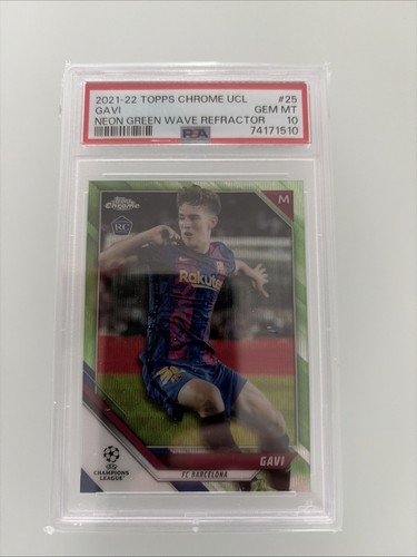 2021-22 Topps Chrome Uefa Champions League - Gavi #25 Neon Green Refr PSA 10
