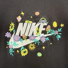 Nike Sweatshirt Mens M Black Fleece Club Embroidery Floral Pullover DQ3512-010