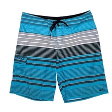 O'Neill Board Shorts Mens 34 Blue Striped Cargo Pocket Stretch Swim Trunks