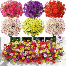 Alupssuc 20Pcs Artificial Flowers for Outdoors UV Resistant No Fade Faux Daisy F