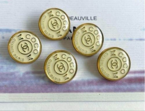Chanel Vintage Parts Button round White Gold 5 pieces Set Free shipping