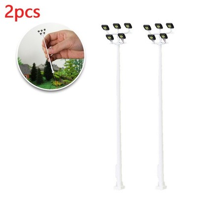 Spur N Modelleisenbahn Straßenlaternen 2er Set 10cm 5 LED eckige Leuchten