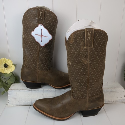 Stivali uomo twisted x western diamond cross pelle marrone taglia 9 nuovi con scatola - Foto 2 di 14