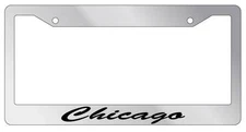 Chrome License Plate Frame CURSIVE Chicago Auto Accessory 1183