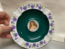 Vintage Bavaria CICO Germany Lady Bust Violet Large Ashtray 7.5"