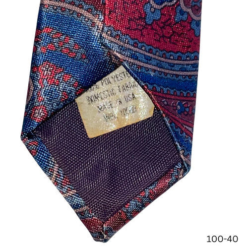 KETCH Tie Men's 3.5" x 56" Classic Paisley Polyester Necktie Preppy Red Blue - Picture 4 of 5