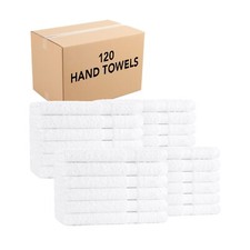Admiral Hospitality Hand Towels 16x27 (Bulk Case of 120), White, Cotton Blend