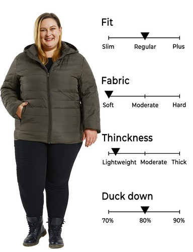 Abrigo de plumón de invierno Soularge para mujer talla grande empacable ligero capucha desmontable - Imagen 20 de 37