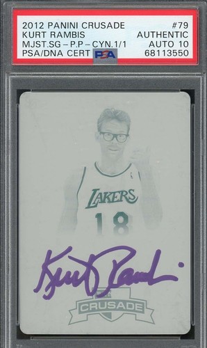 Kurt Rambis 2012 Panini Crusade Signed Printing Plate Card #79 Auto PSA 10 1/1 - 第 1/2 張圖片
