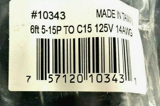 LOT OF 8 C2G 14AWG Power Cord 6FT 5-15P TO C15 125 - Image 4 of 4