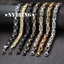18"- 30" Stainless Steel 4/6/8mm Silver/Gold/Black Plated Byzantine Box Necklace