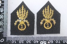 FRENCH FOREIGN LEGION 1ST REGIMENT RE BULLION COLLAR PATCHES BADGE PAIR
