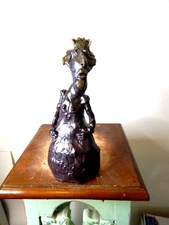 carolyn simons UGLY QUEEN, pottery hand made folk art  8''x 5''