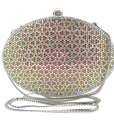 FULLY Crystallized Evening Bag Ex Large Oval Clutch w AB Swarovski Crystals