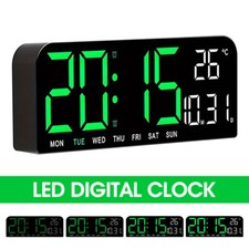 10 Digital Wall Clock Large Display With Auto-dimming Dateweektemperature