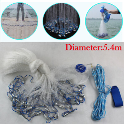 Durchmesser 5.4m Wurfnetz Fischernetz Fisch netz Fishing Net