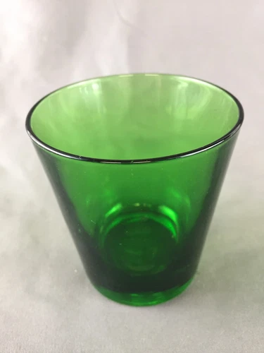 Vintage Emerald Green Old-Fashioned Drinking Glass Made in Italy - 3 1/4" Tall
