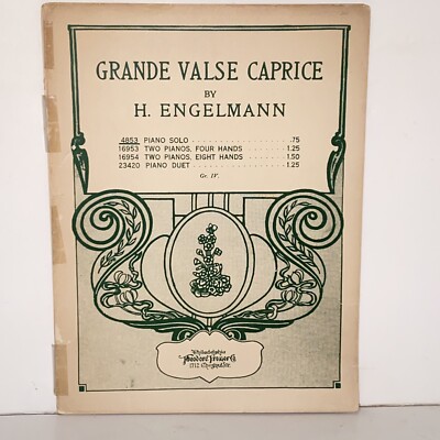 Antique 1905 Grande Valse Caprice Piano Solo Sheet Music by H Engelmann