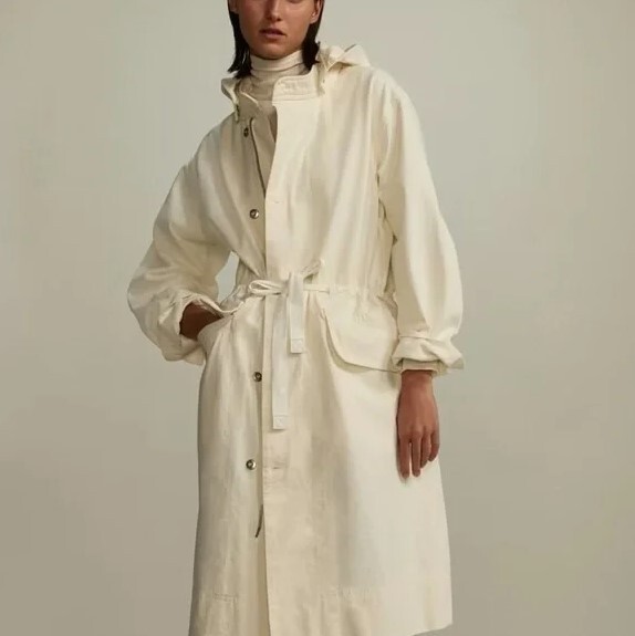 Everlane Organic Cotton Canvas Parka Womens Small Cream Bone Heavyweight Oversized Coat