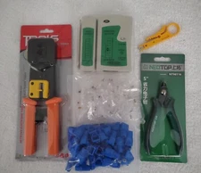RJ45 Crimp Tool Kit Network Cable Tester Pass through Cat6 Cable Tester