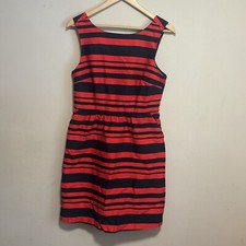The Limited Dress Womens 8 Blue Red Stripe Sleeveless Fit Flare Pockets