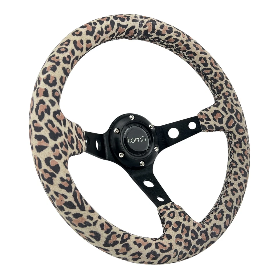 330mm Cheetah Suede Steering Wheel Fit 6 hole Hub Like Vertex Nardi - Image 3 of 4