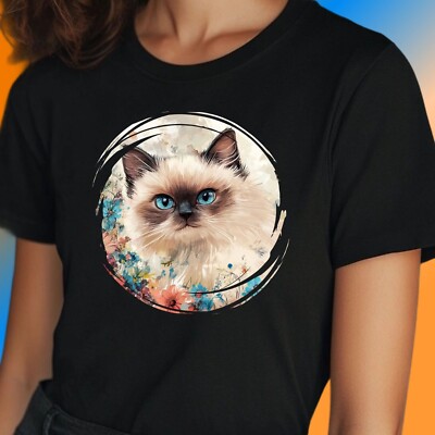 T-Shirt Frauen Ragdoll Katze Motiv Baumwolle Größe S bis 3XL