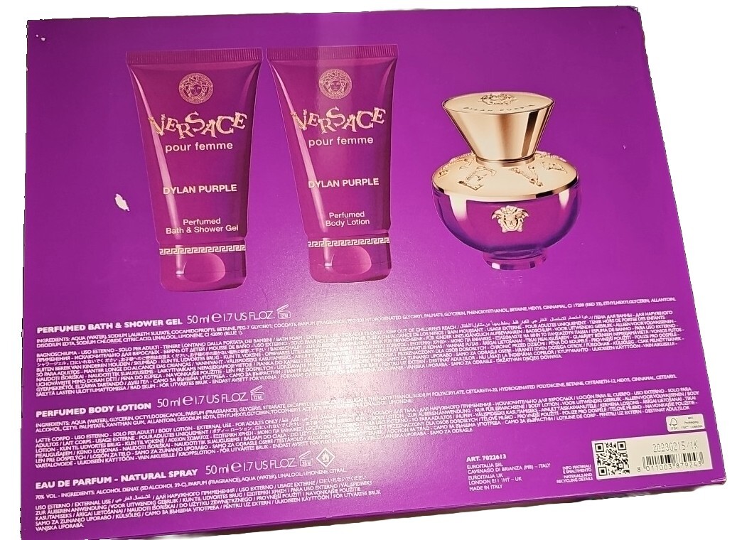 Versace Pour Femme Dylan Purple Perfume Gift Set New 50ml EDP+