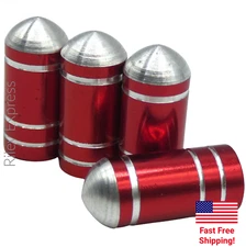 4x Wheel Tire Valve Cap Stem Cover For Bike, Car, Trucks Bullet Shape RED
