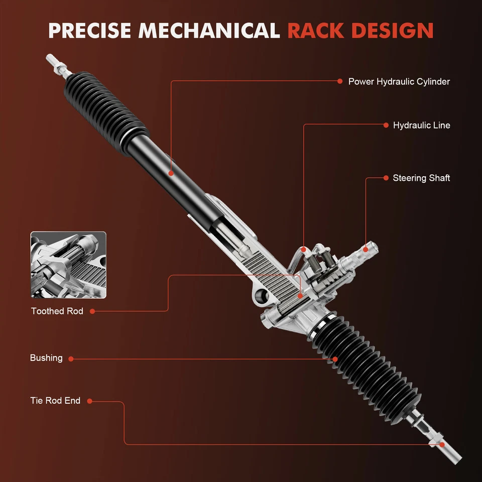 Power Steering Rack and Pinion Assy with Hydraulic Power for Mitsubishi Eclipse - Image 3 of 4