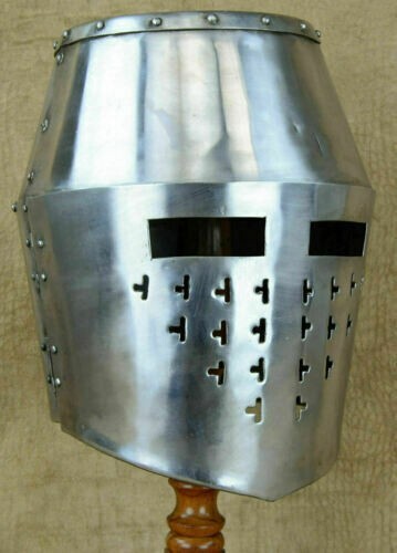 Medieval Vintage Collectible Knight Templar warrior Armor Crusader Helmet-image