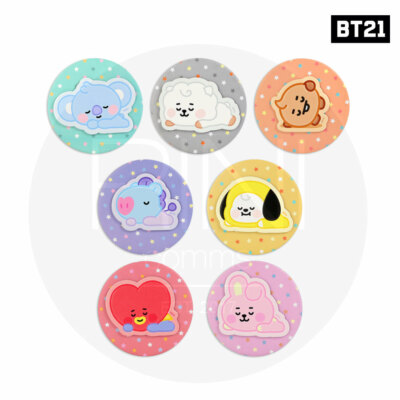 BTS BT21 Official Authentic Goods Baby Leather Patch Pocket Mirror +Tracking Num