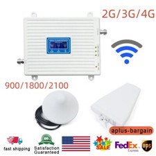 Tri- Band Amplifier 900/1800/2100 GSM DCS 2G/3G/4G LTE Signal Booster  antenna 