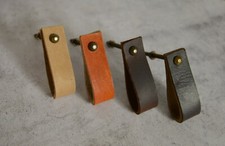 Leather Loop Pull | Natural Leather Cabinet Door Handle | Handmade Cupboard Knob