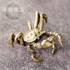 Brass handmade vintage crab 黄铜手工复古做旧螃蟹桌面小摆件 横财大将军古玩手把件