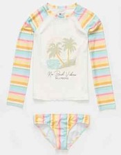 Billabong L70328 Girls Multicolor Stoked on Sun Long Sleeve Rashguard Set Sz 14