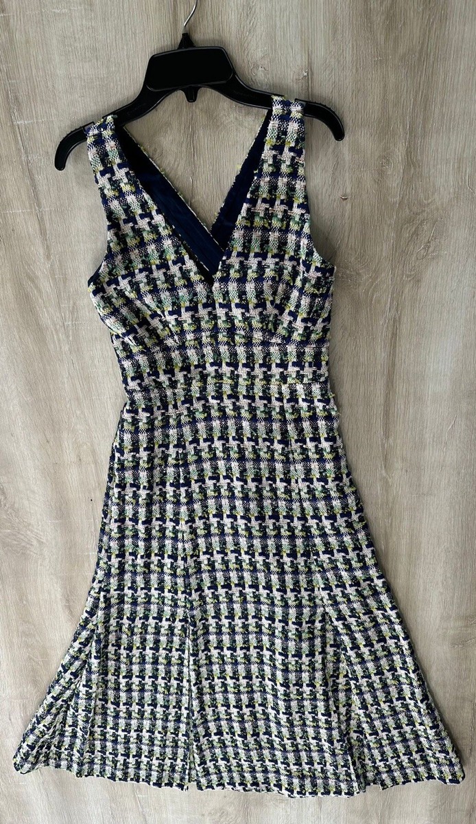 kate spade green tweed dress Light Dusty Green Sleeveless Fringe-Trimmed Tweed Shift Dress – TIFFANY  NOYAMA