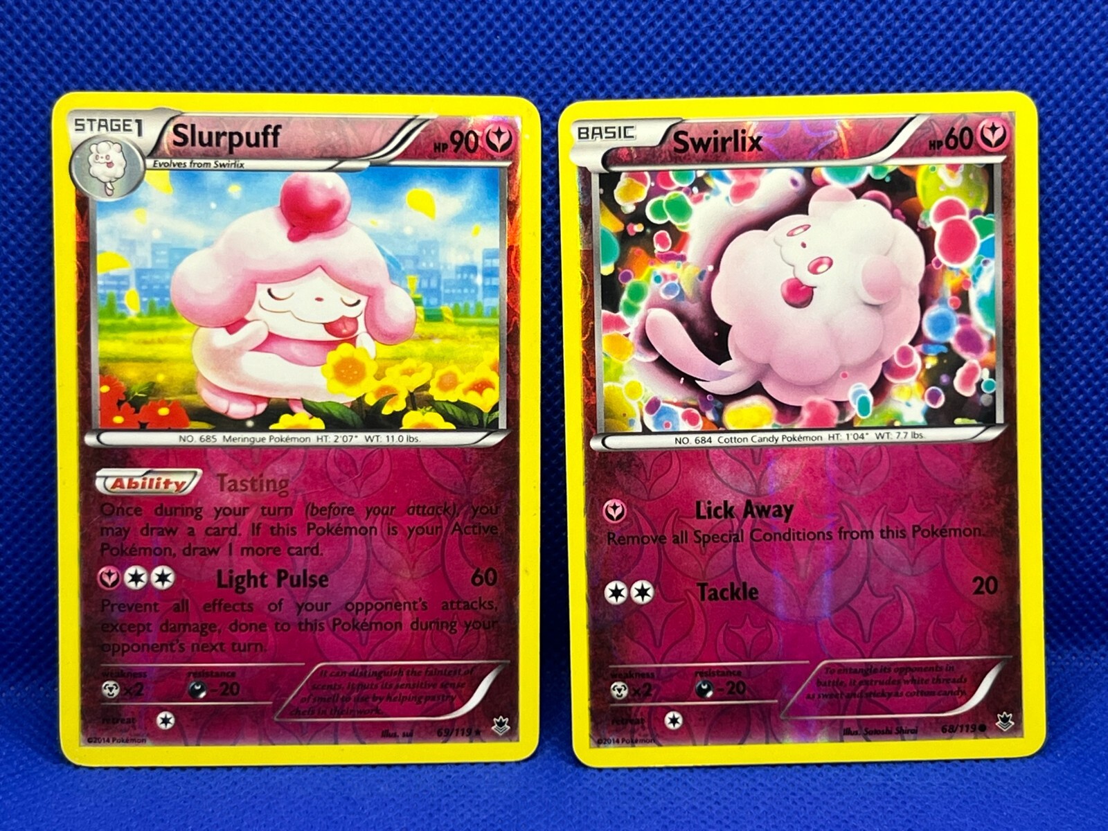 Pokémon Tcg Swirlix 68/119 Slurpuff 69/119 XY-Phantom Forces Reverse Holo