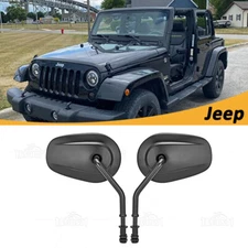 For Jeep 2007-2017 Wrangler JK Rear Side View Door-Off Mirror Black Left & Right