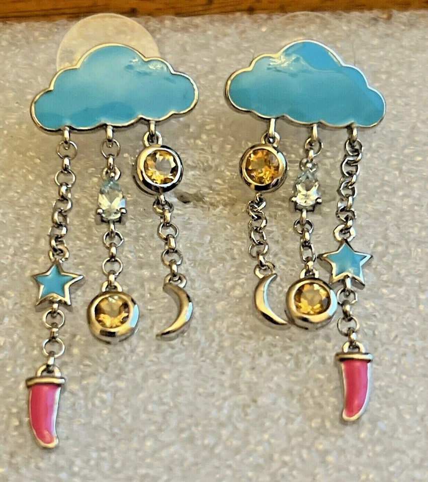 Pendientes Espirito Santo Aguamarina, Nube Citrino Brasileña Platino Sobre Estela Foto 2 de 4