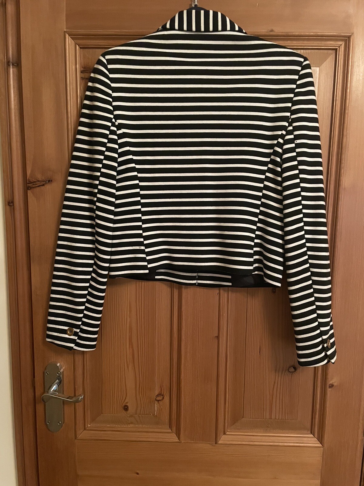 Atmosphere Ladies Black And White Striped Jacket Size 10 eBay