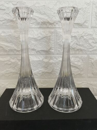 Elegant! MIKASA *Park Lane* Pair of 7.5" LEAD CRYSTAL CANDLESTICKS - Picture 1 of 5