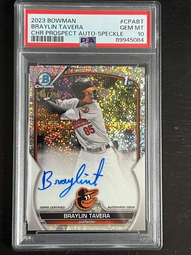 PSA 10 Braylin Tavera 2023 Bowman 1st Chrome Auto Speckle /299 Gem Mint