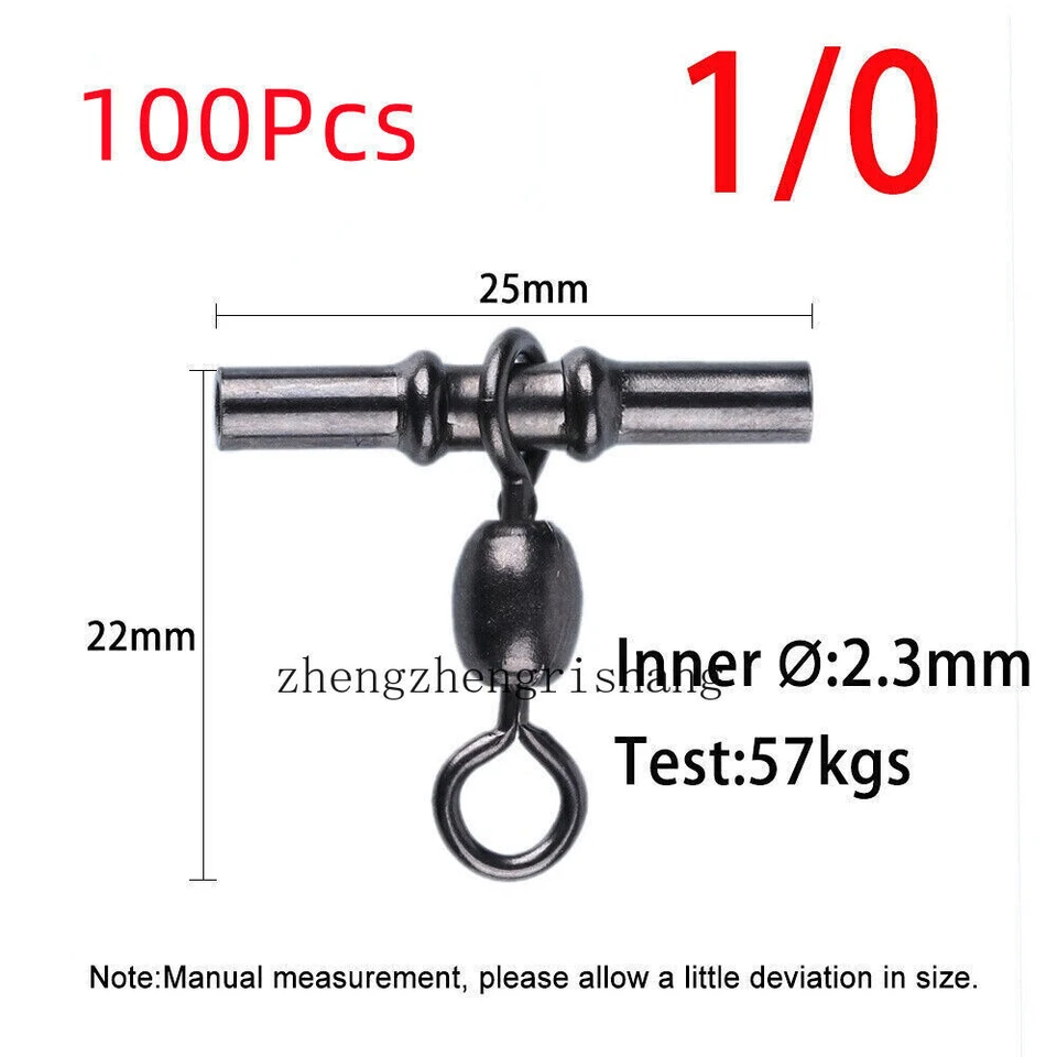 100pcs 1# -5/0 Cross-line Fishing Sleeve 3 Way Crane Swivel Crimp Swivel Tackle - Image 4 of 4