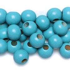 40 Pieces Blue Wooden Macrame Beads 24mm with 10mm Large Hole for 24mm, Blue
