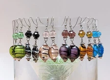 Lampwork Beaded Earrings Dangle Swirl Dangle earrings 12 pcs Beautiful Art glass